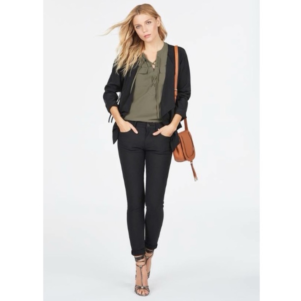 INC Green Lace Up Blouse